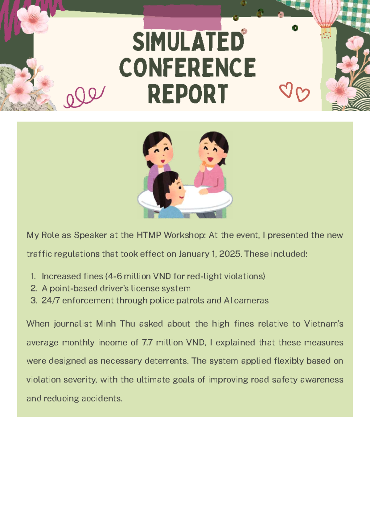 HTMP Workshop Simulation Report: Insights from My Role as Speaker - Studocu