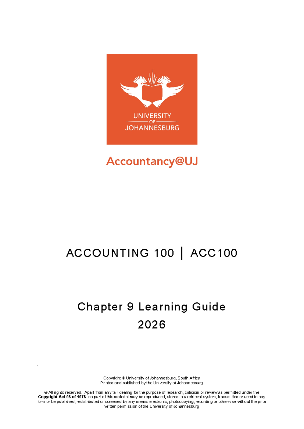 ACCOUNTING 100 ACC100 Chapter 9 Study Guide 2026 - Studocu