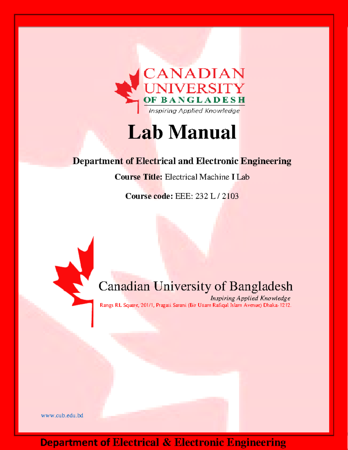 EEE: 232 L Lab Manual - Experiment 04: Single Phase Transformer Test ...