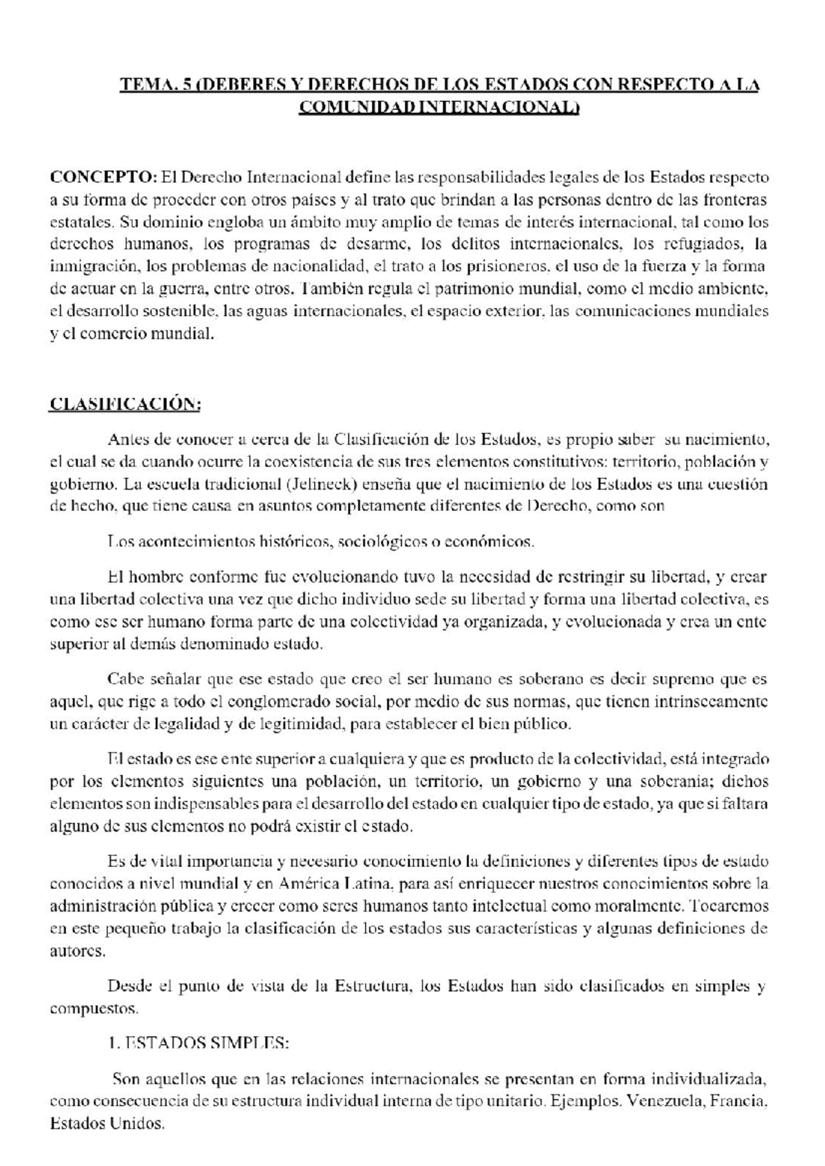Derecho Internacional: Deberes y Derechos de los Estados en la ...