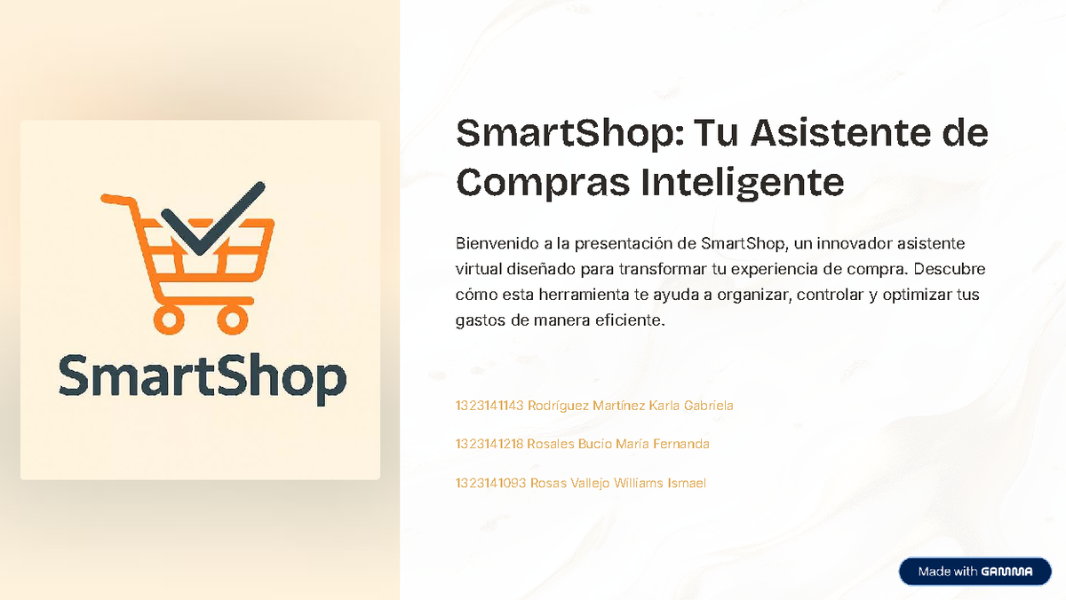 SmartShop: Asistente Virtual de Compras Eficiente 1323141143 - Studocu