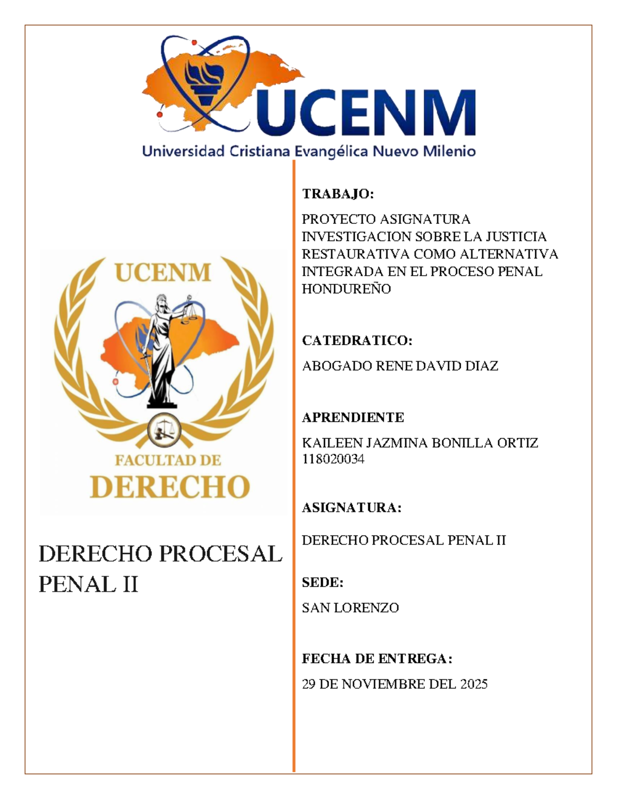 Proyecto de Investigación sobre Justicia Restaurativa en el Proceso Penal - Document Preview