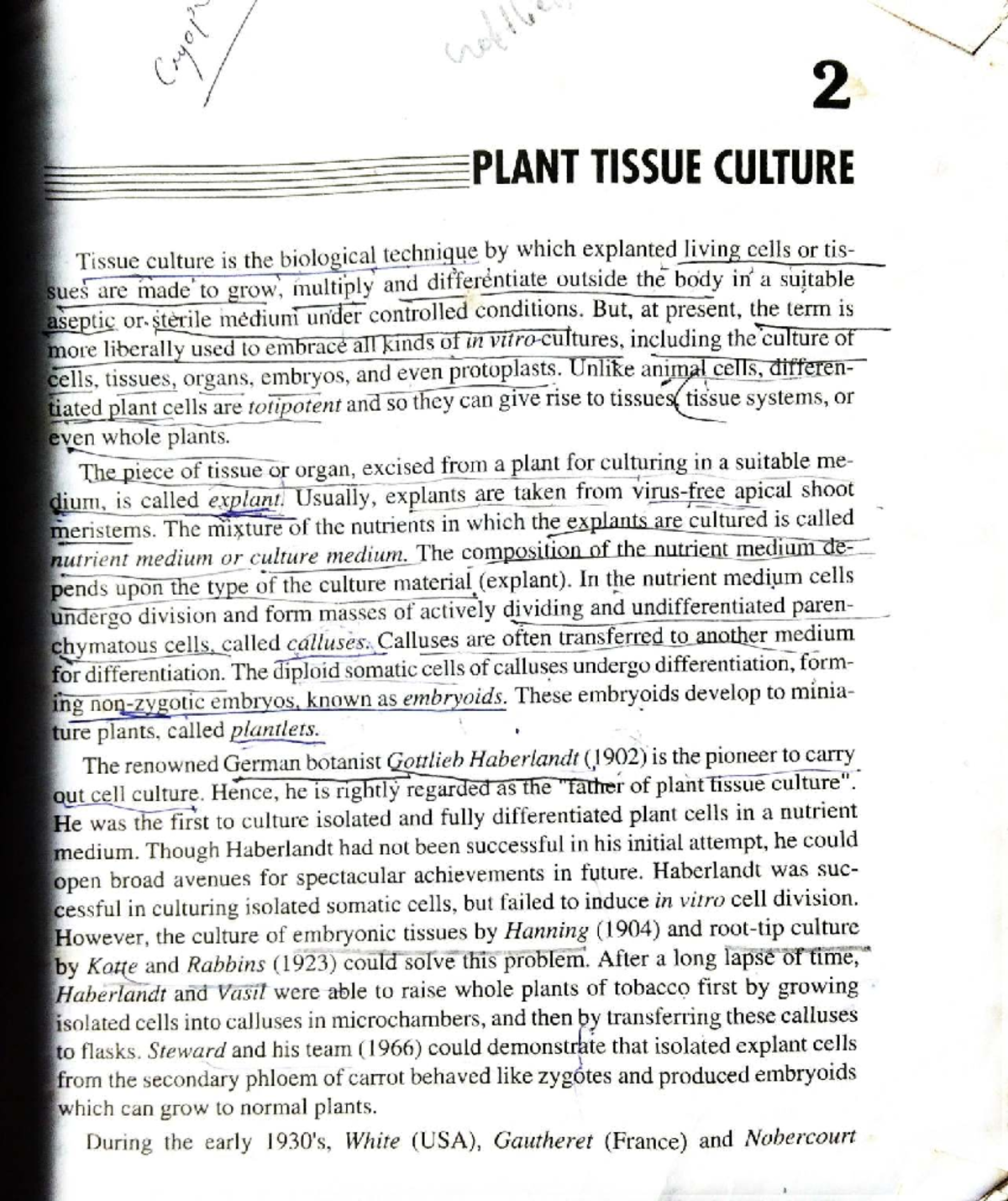 Plant Tissue Culture Techniques and Applications (BIOTECH 1066) - Studocu