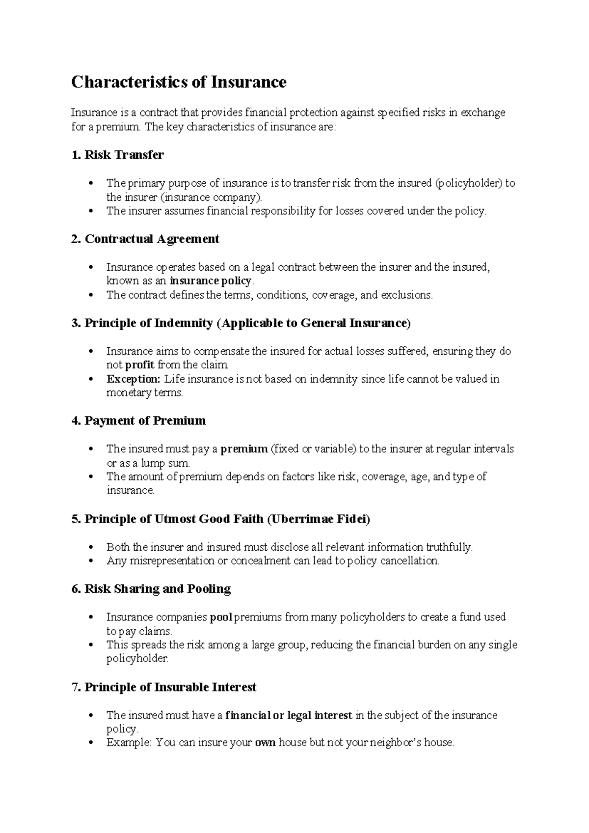 Characteristics of Insurance - Characteristics of Insurance Insurance ...