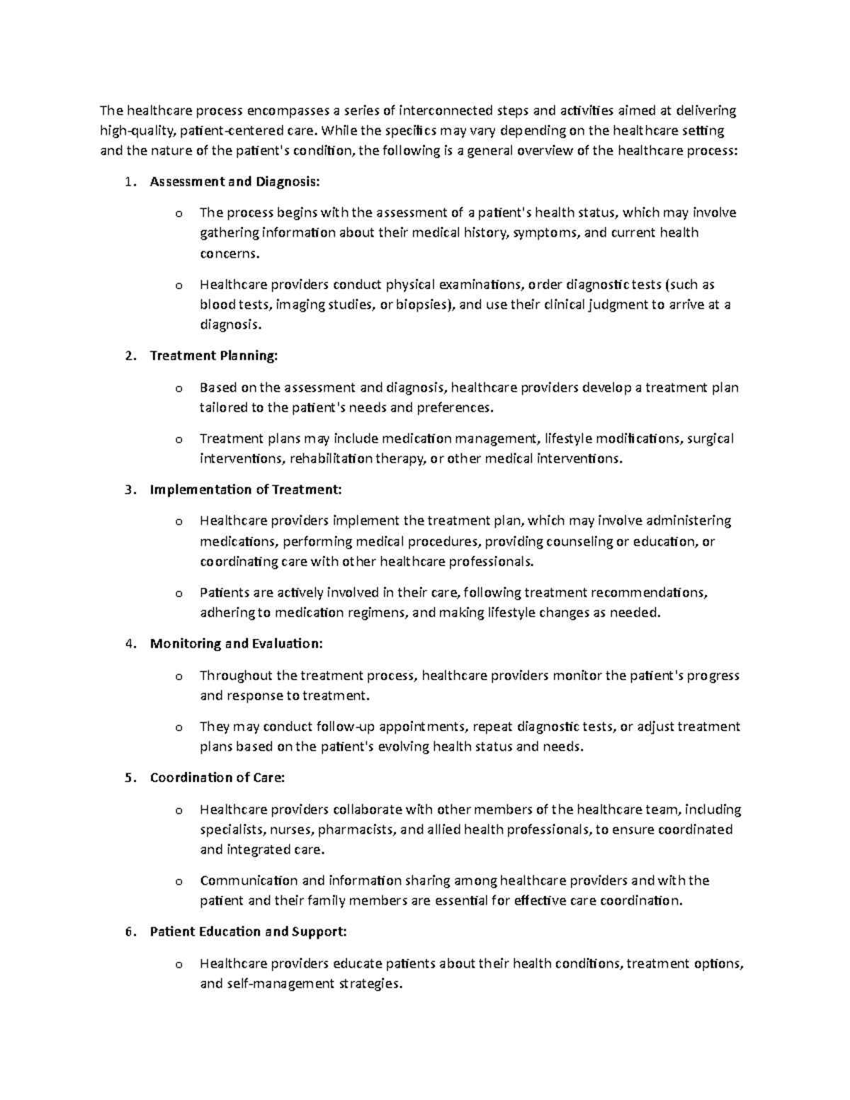 Health Process - The healthcare process encompasses a series of ...