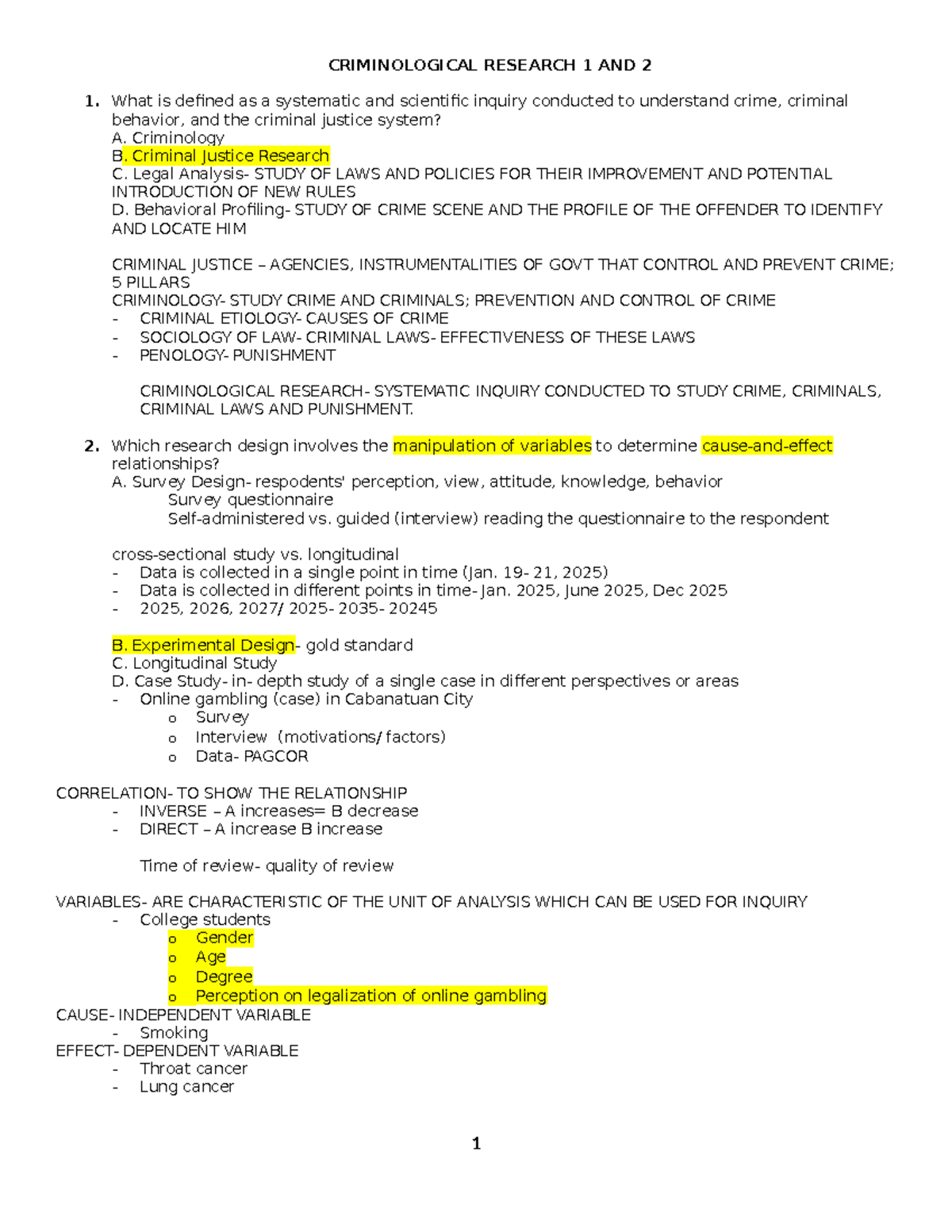 CRIMINOLOGICAL RESEARCH 1 AND 2: SYSTEMATIC INQUIRY NOTES - Studocu