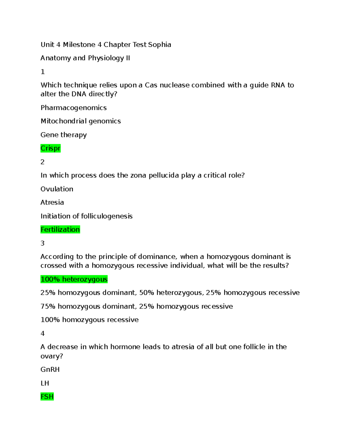 Anatomy II Chapter 4 Test - Key Concepts and Questions - Studocu