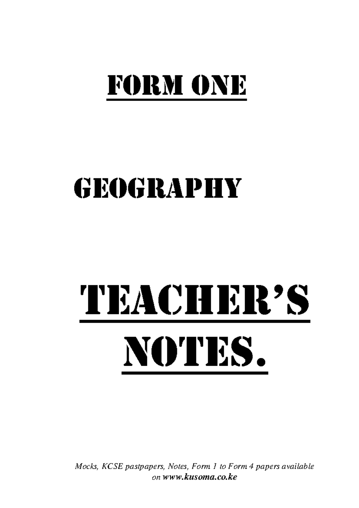 ZIMSEC Geography Notes: Form 1 Overview and Key Concepts - Studocu