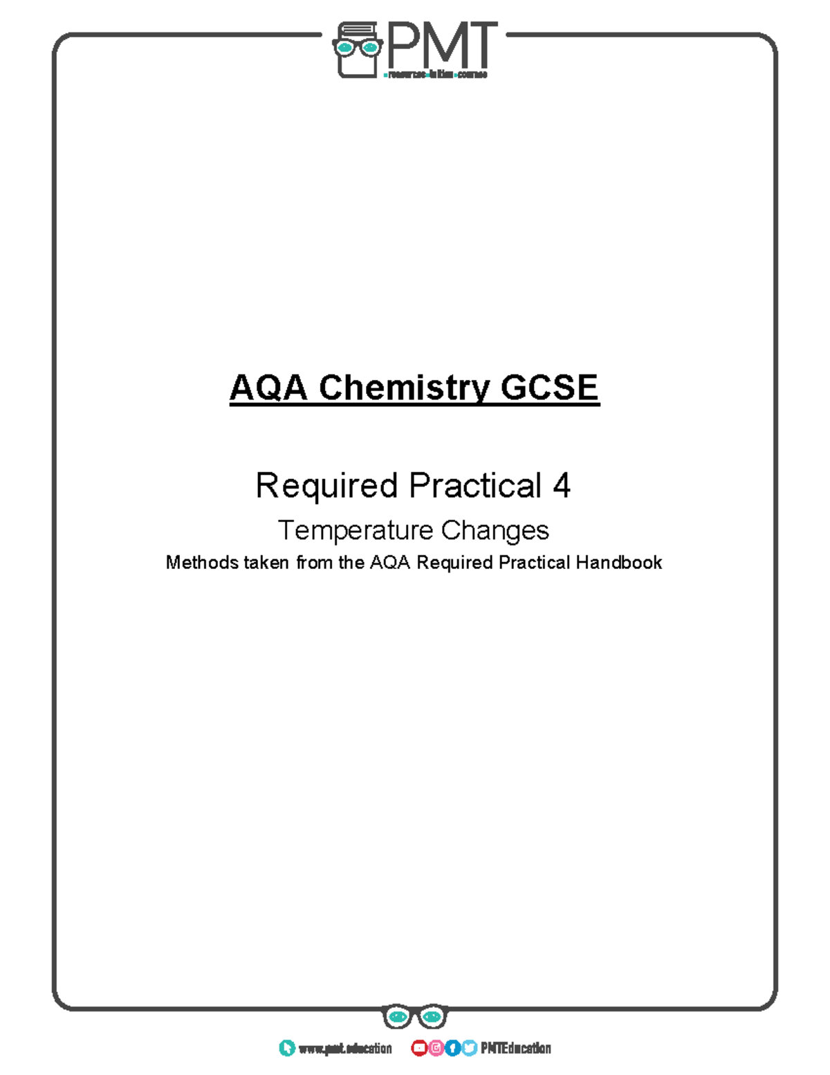 AQA Chemistry GCSE RP 4: Investigating Temperature Changes in Reactions ...