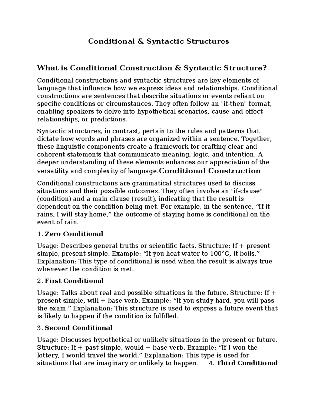 Conditionals - Principles and Theories of language acquisition and ...