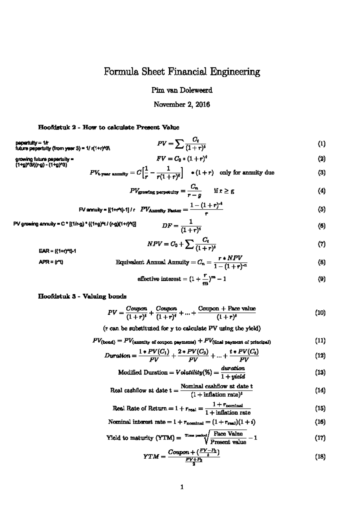 Financial Engineering Formulas and Applications for Practice - Studeersnel