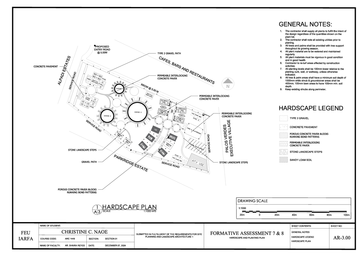 Hardscape Plan for ARC 1449 - Landscape Architecture 1 - Studocu