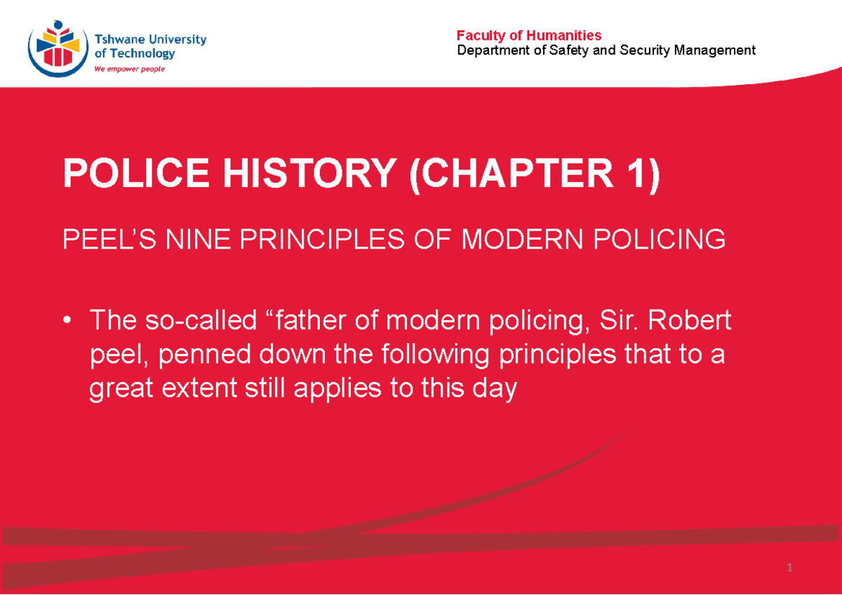 Principles of Policing: Insights from Sir Robert Peel's Framework - Studocu