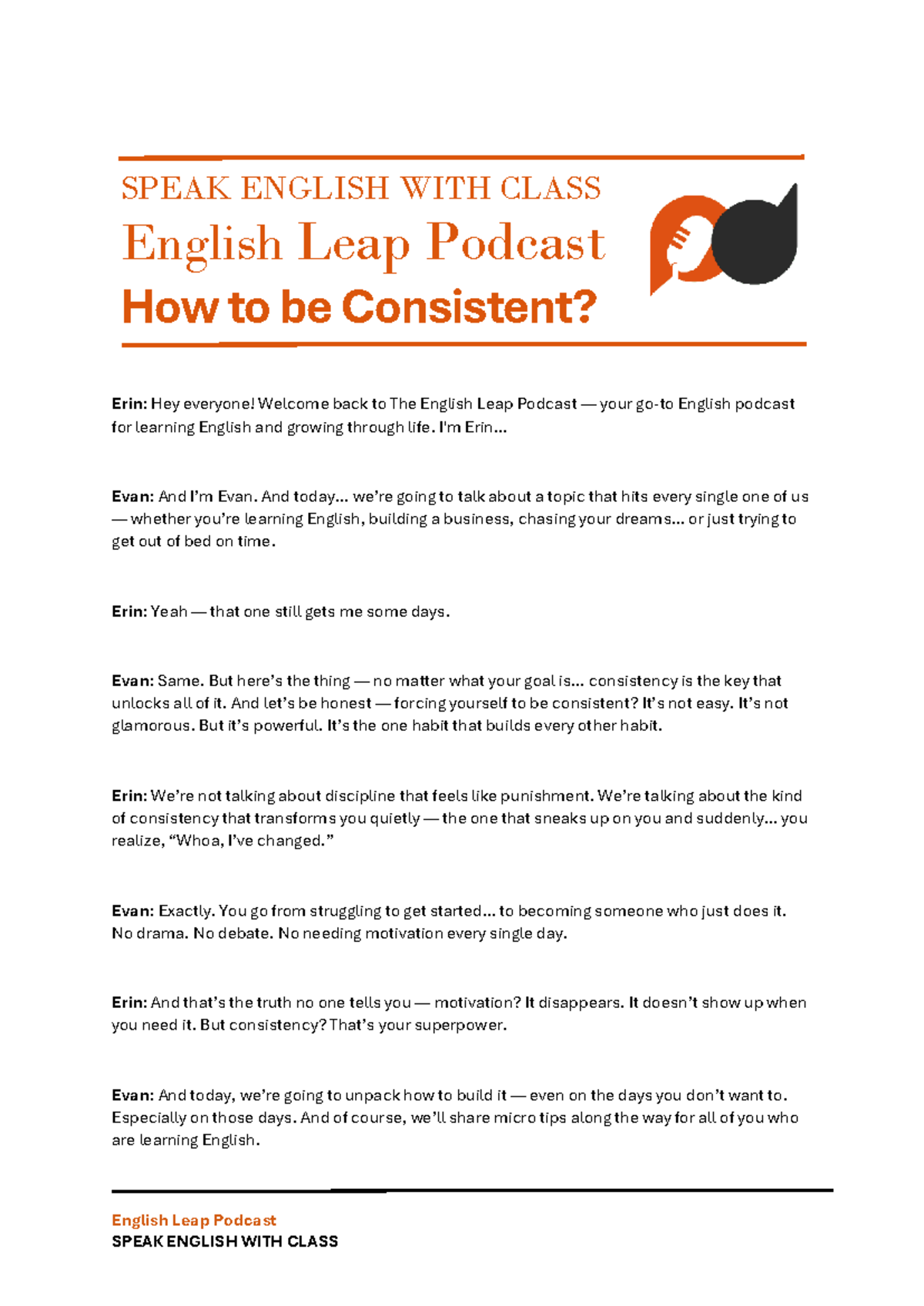 English Leap Podcast EP87: Mastering Consistency in English Learning ...