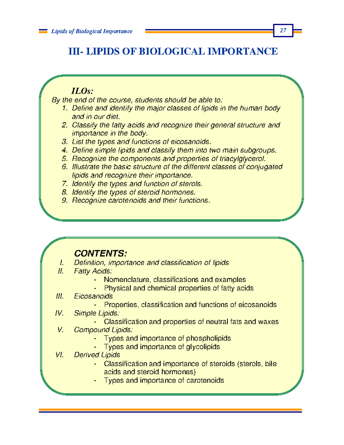 003 Lipid Chemistry - Lecture Notes on Biological Lipids - Studocu