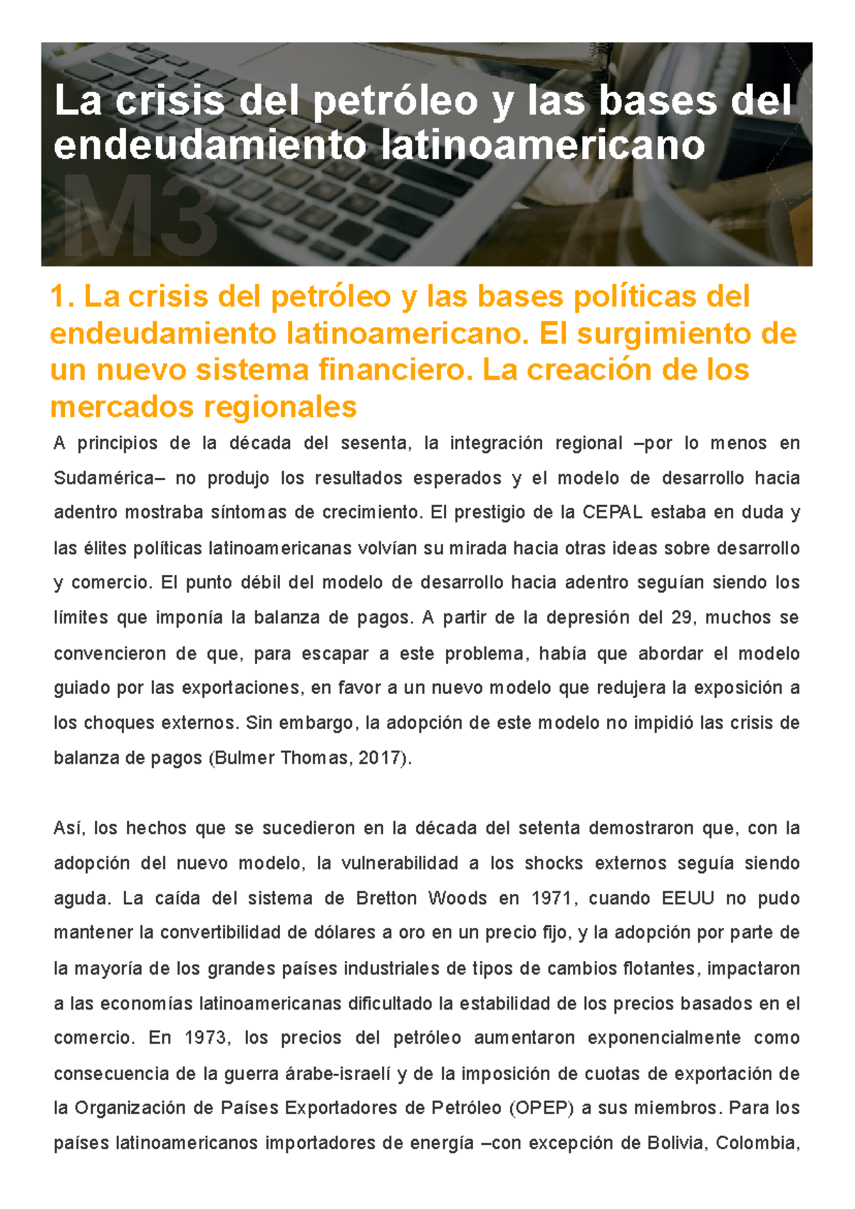 La crisis del petróleo y el endeudamiento en América Latina: M3L1 ...