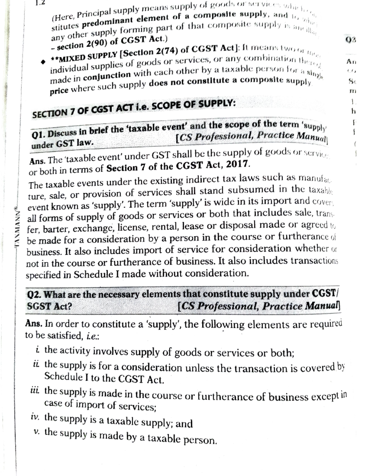 GS1001: Supply Under GST - Practice Questions and Answers - Studocu
