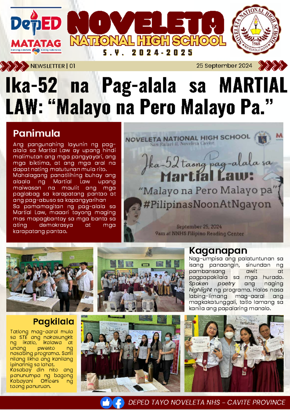 Copy of NNHS Newsletter Template - DEPED TAYO NOVELETA NHS - CAVITE ...