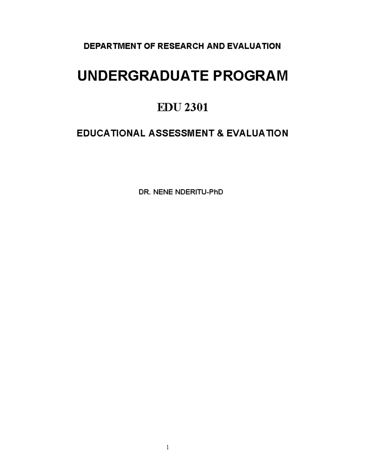 EDU 2301 Lecture Notes on Educational Assessment & Evaluation - Studocu