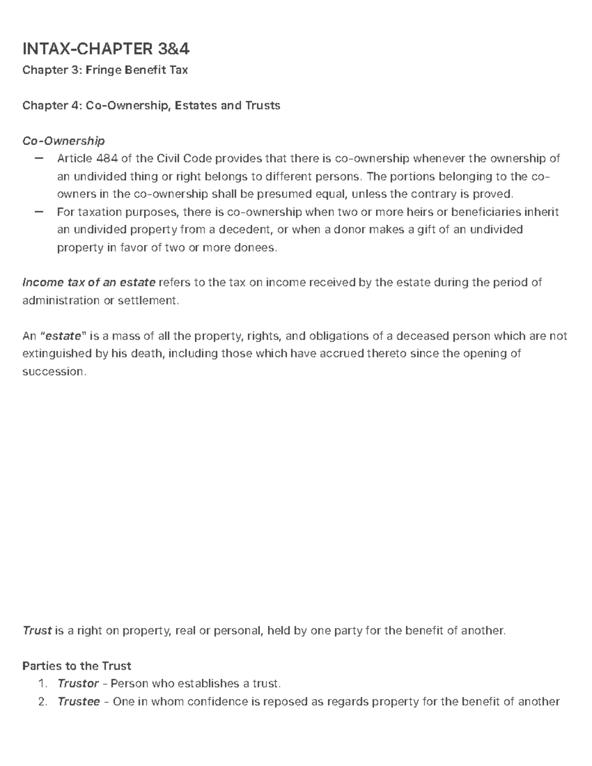 Chapter 4: Estates and Trusts - Income Taxation Overview - Studocu
