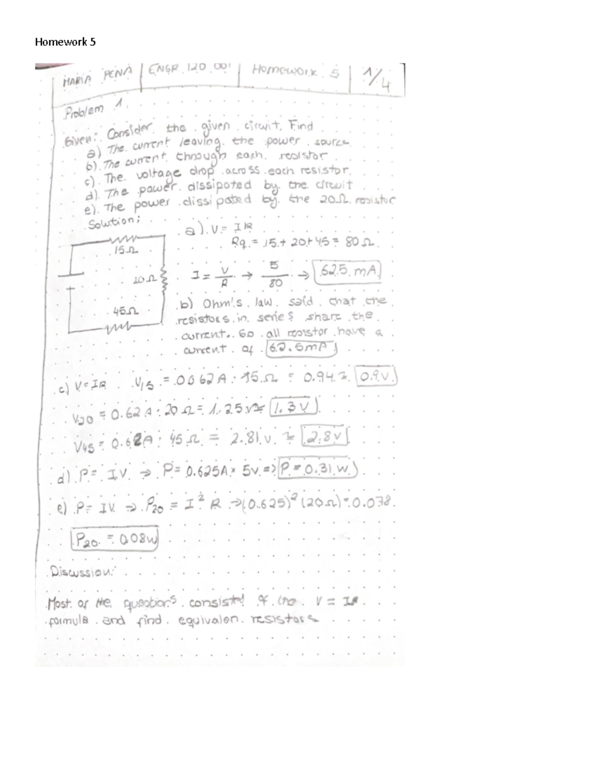 Homework 5 - Homewor 5 - circuits do not have to be draw as clean ...