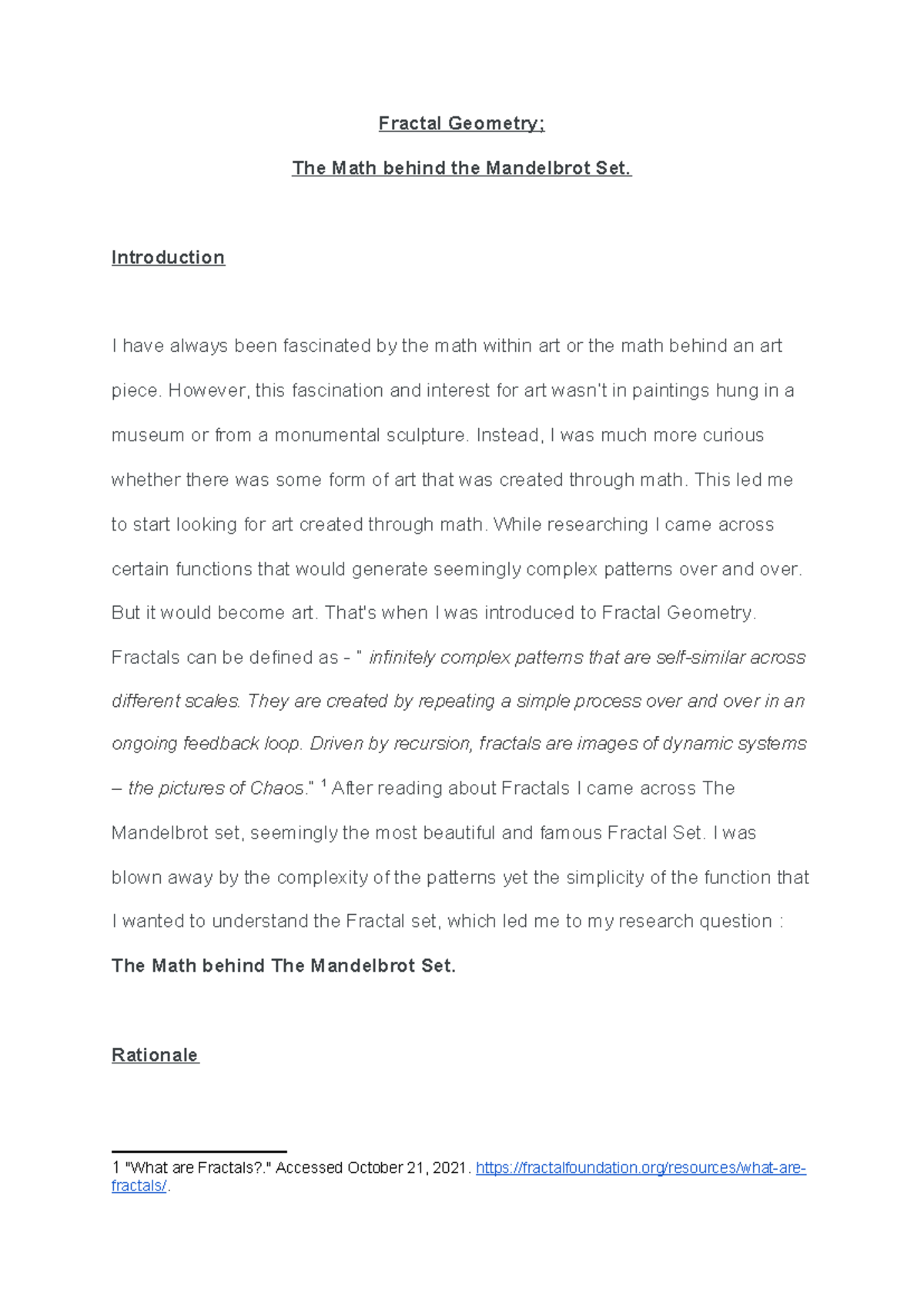 Math IA 2 - Final: Exploring the Mandelbrot Set in Fractal Geometry ...