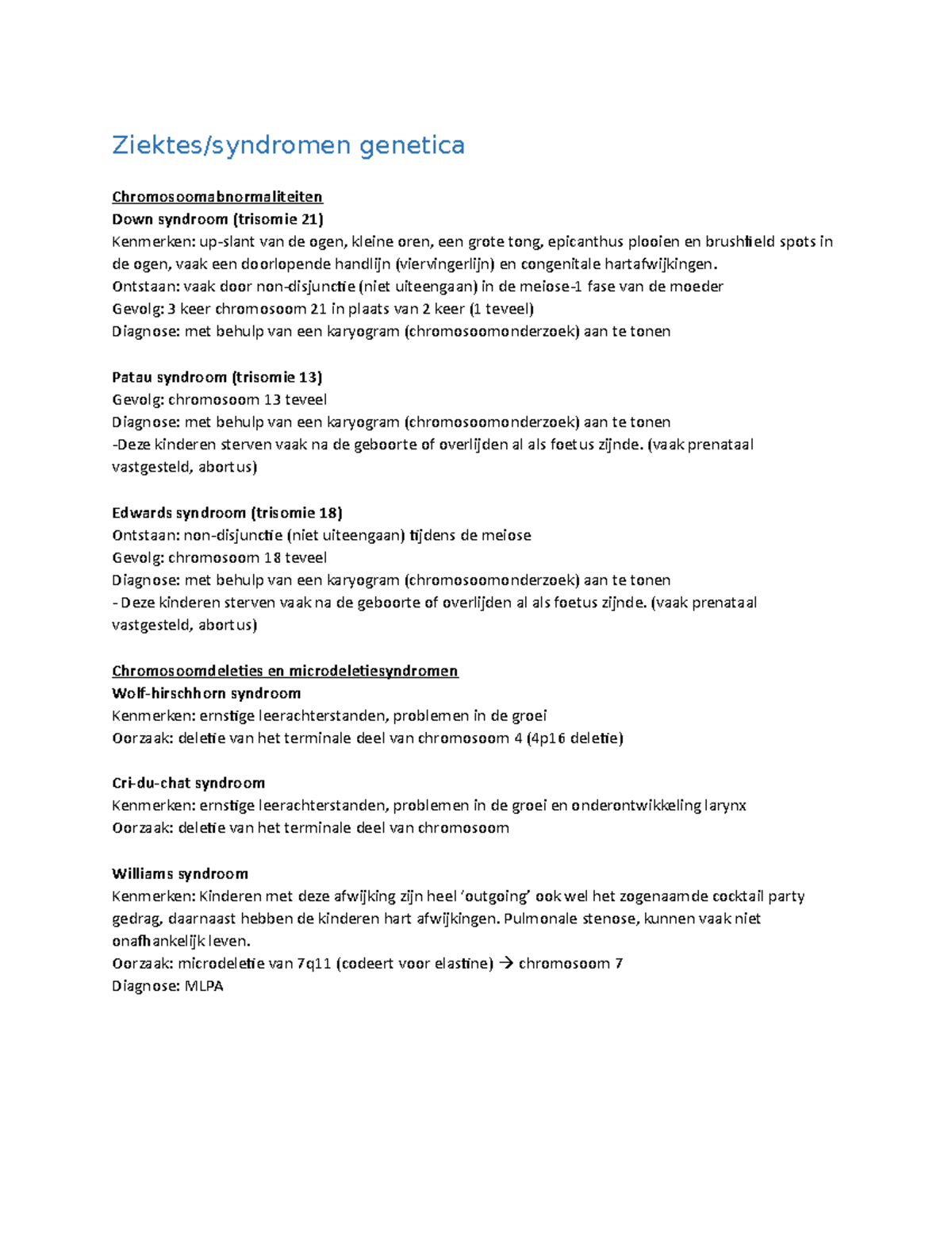 Genetica - Ziekten en Syndromen: Een Overzicht van ...