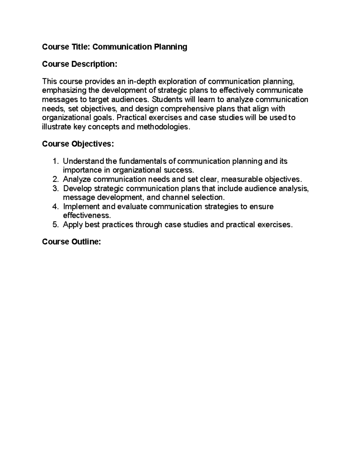 Communication Plan - Key Strategies for Effective Messaging (COMM PLAN ...