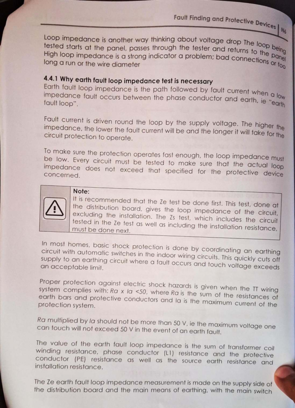Fault Finding and Protective Devices: Loop Impedance Testing N6 - Studocu