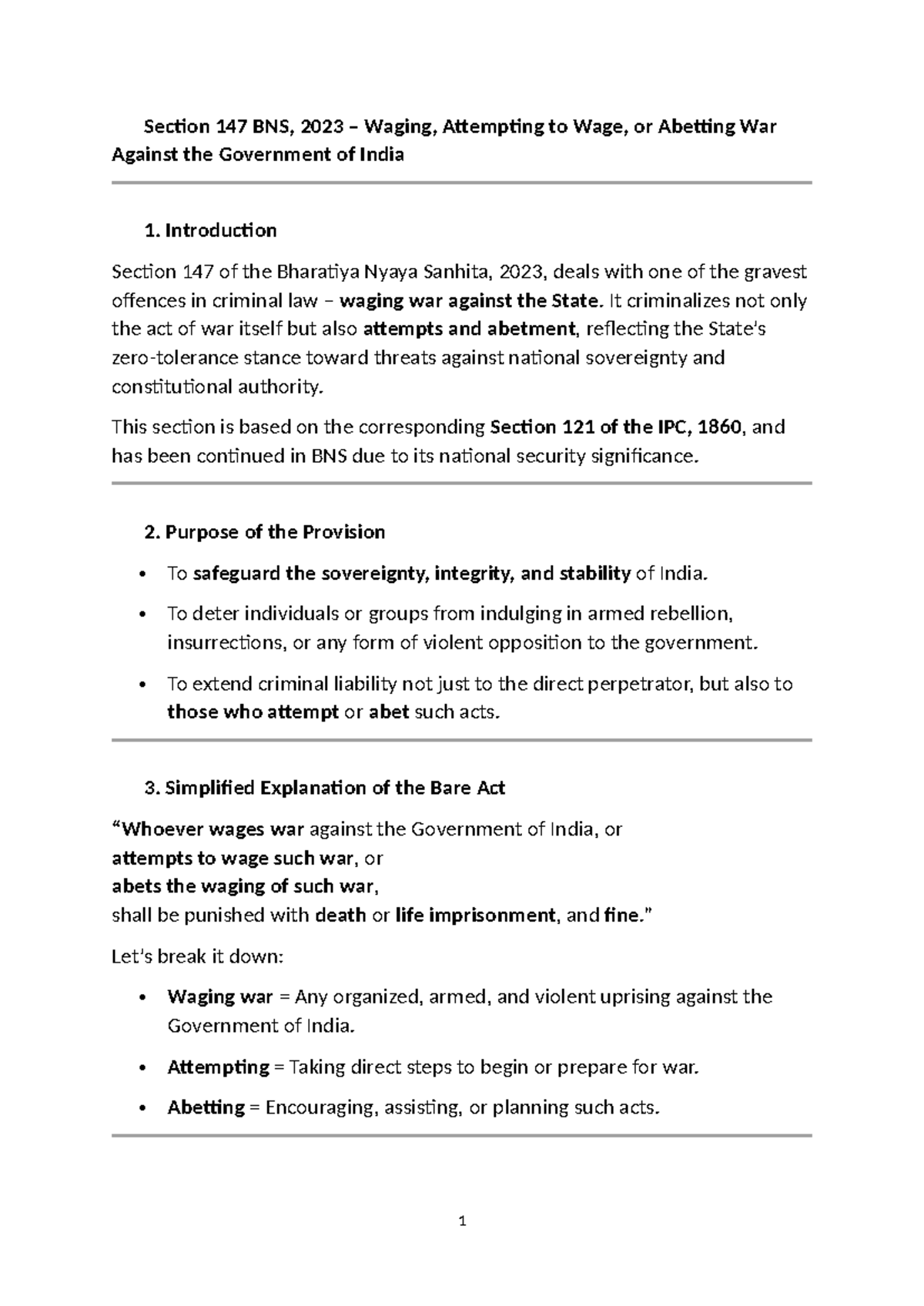 Criminal Law 2: Unit 1 - Sections 147 to 154 BNS Overview - Studocu
