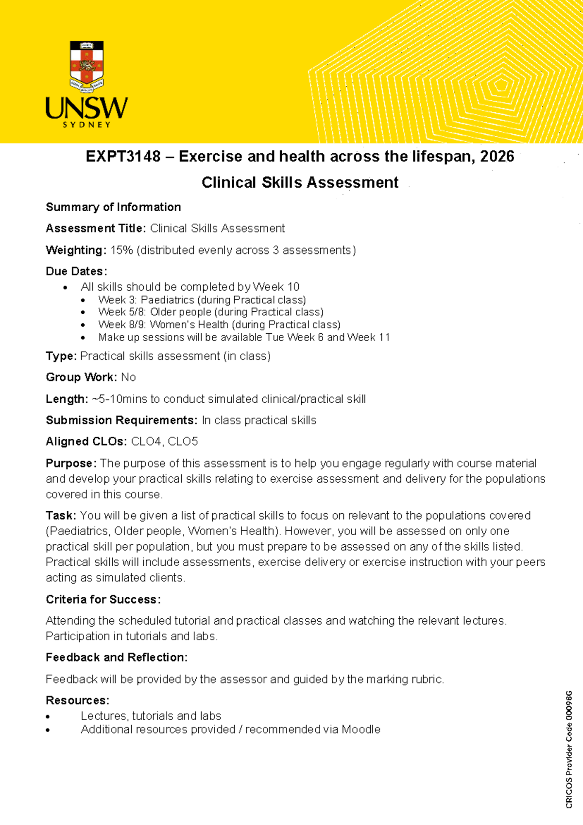 EXPT3148 Clinical Skills Assessment Checklist & Rubric 2026 - Studocu