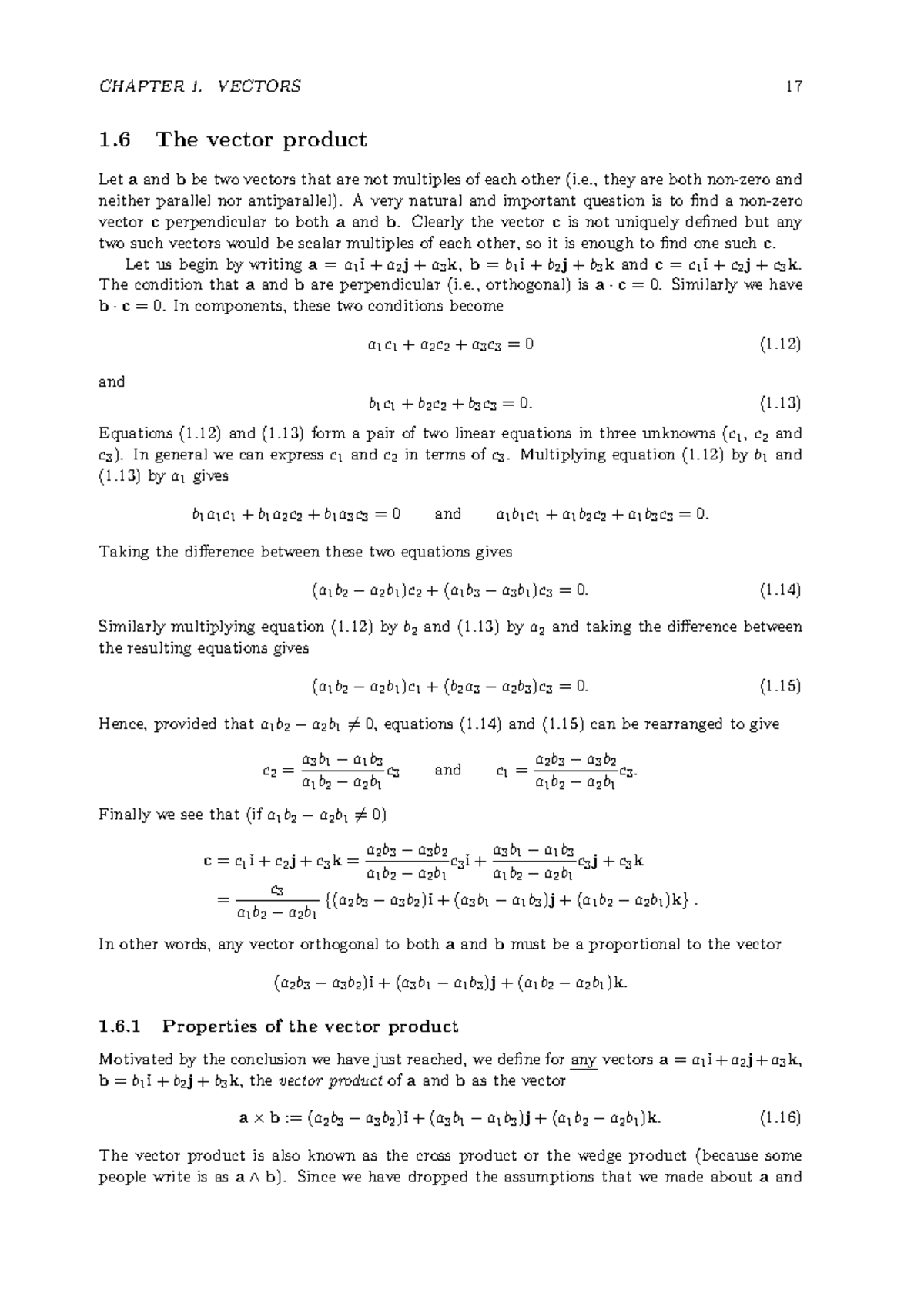 MATH0010 - Week 2 Lecture Notes: Understanding the Vector Product - Studocu