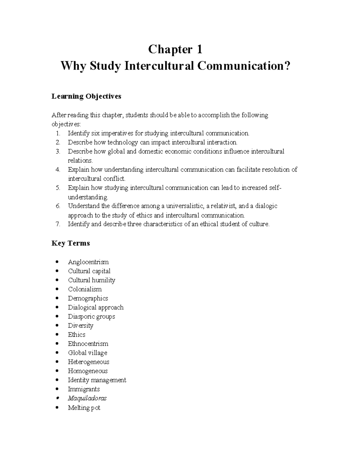 Intercultural Communication: Chapter 1 Outline & Key Concepts - Studocu