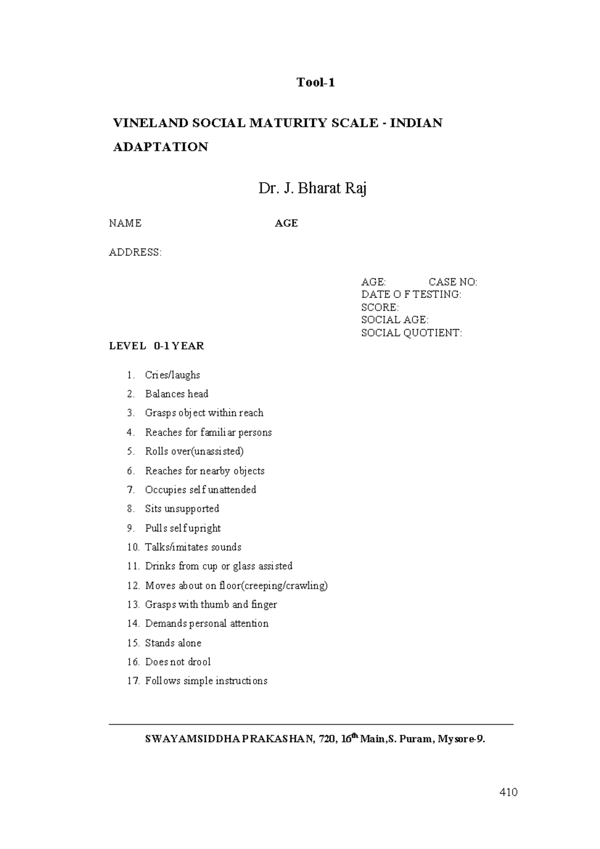 VSMS page-1-13 - vsms manual - Tool- VINELAND SOCIAL MATURITY SCALE ...