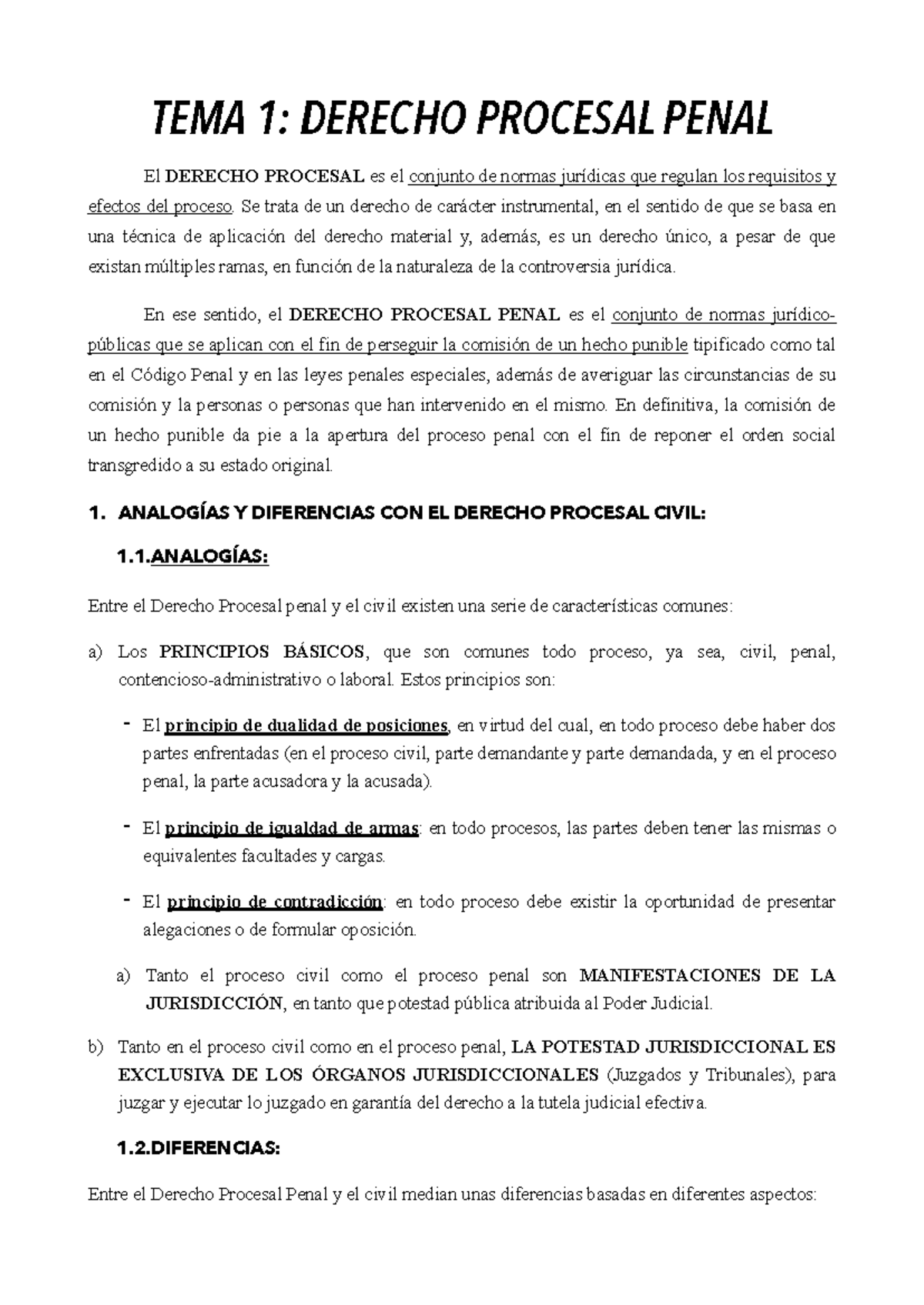Derecho Procesal - Se exponen los aspectos fundamentales de los temas 1 ...