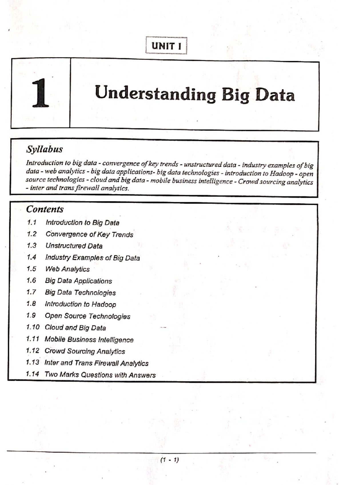 BDA - Unit 1: Understanding Big Data and Its Key Concepts - Studocu