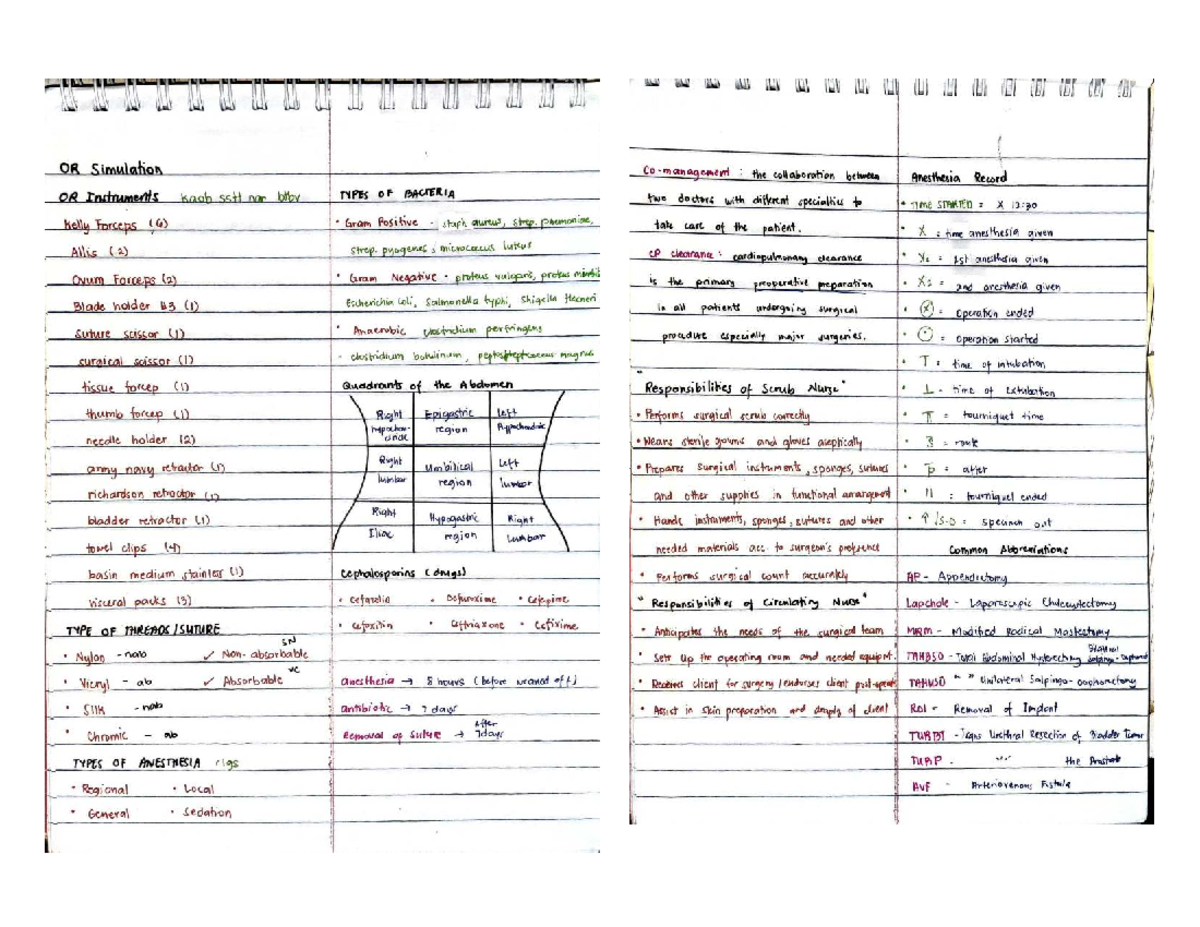 OR- Notes - Types of Surgical Instruments and Anesthesia Techniques ...