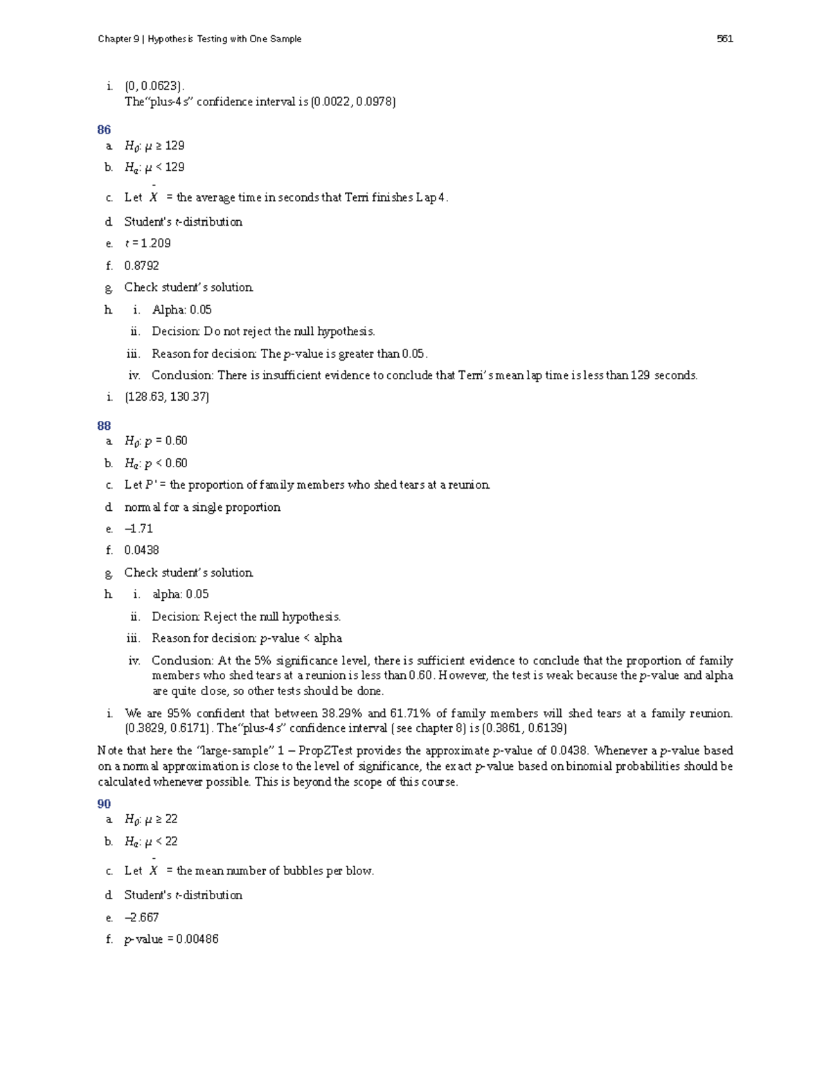 Chapter 9: Hypothesis Testing with One Sample - Introductory Stats 285 ...