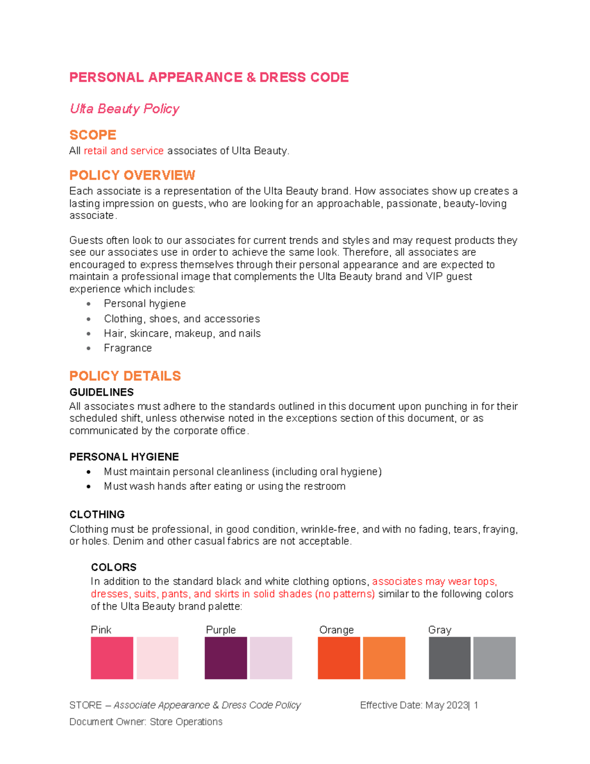 ulta holiday dress code Ulta Beauty Store Associate Dress Code Policy - May 2023