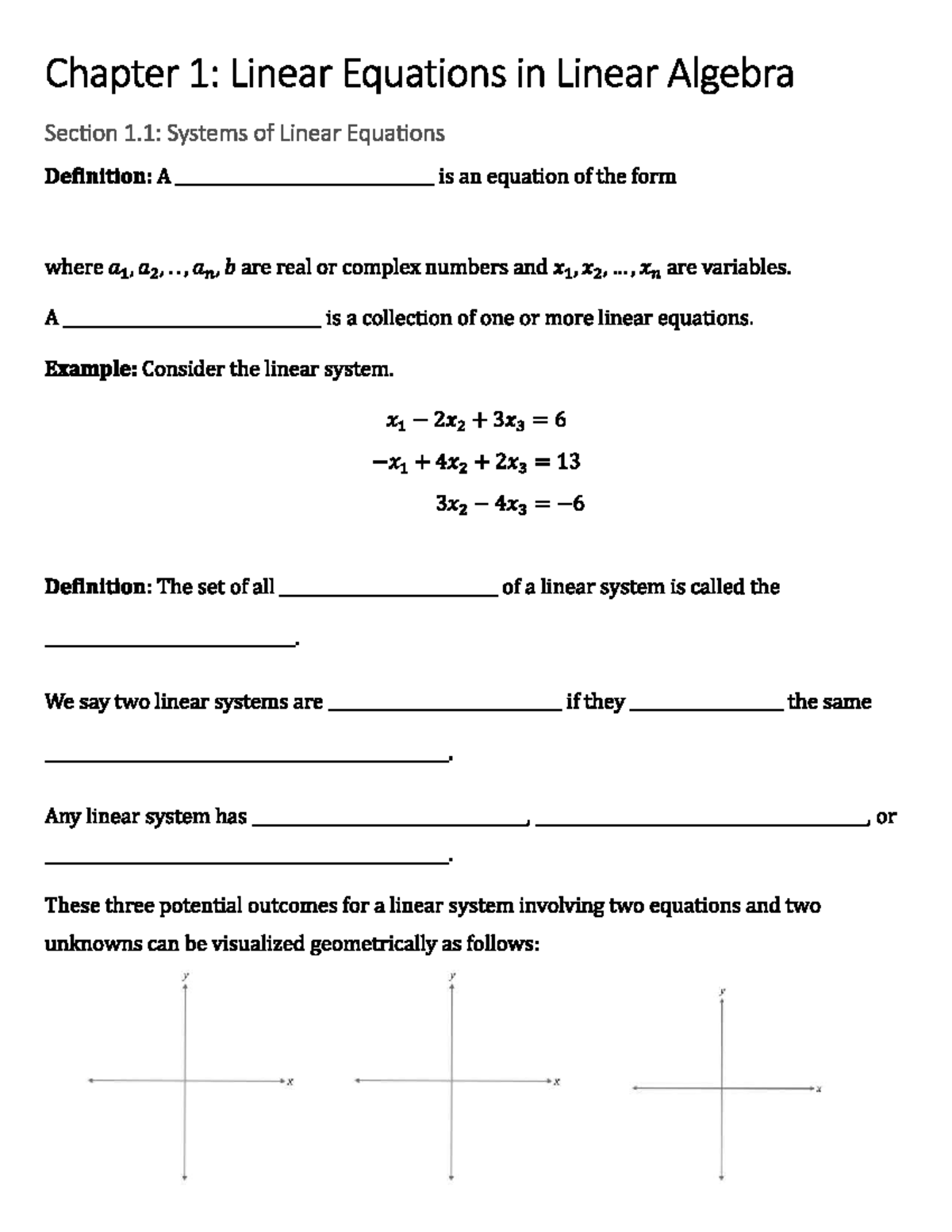 Chapter 1: Linear Equations in Linear Algebra Notes - Studocu