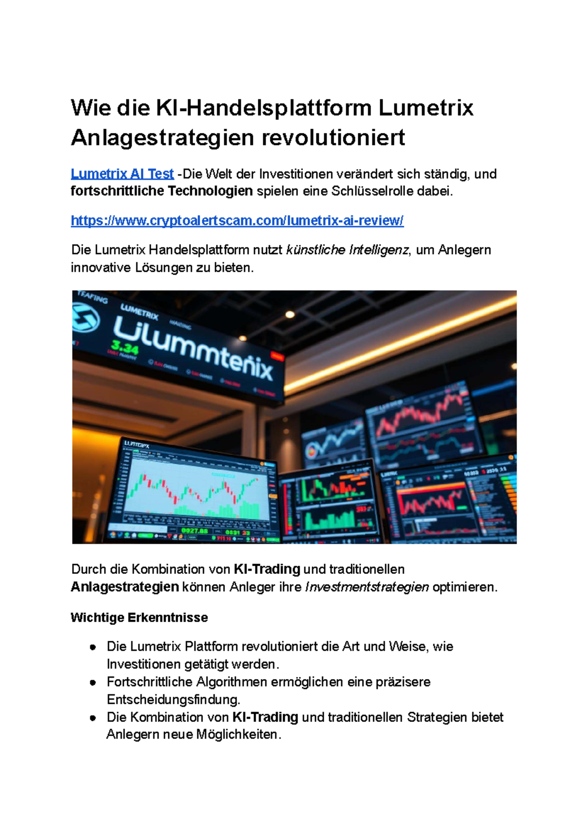 Lumetrix AI Erfahrungen: Revolutionäre Anlagestrategien im Finanzhandel ...