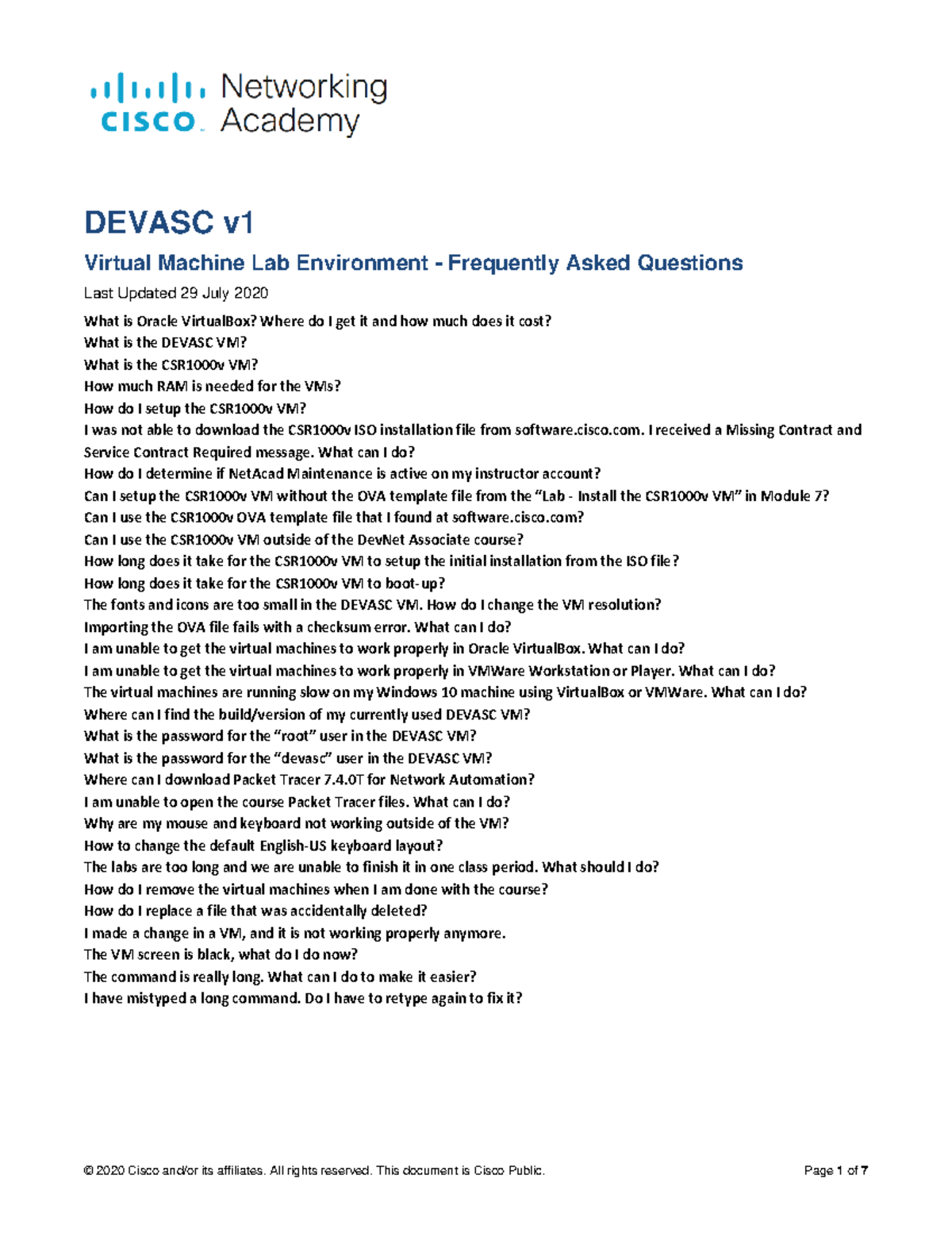 DEVASC v1 VM Lab Environment FAQs for Effective Setup and Use - Studocu