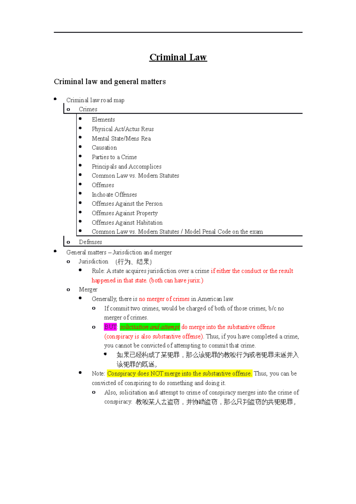 Criminal Law (CL 101) - Comprehensive Summary of Key Concepts - Studocu