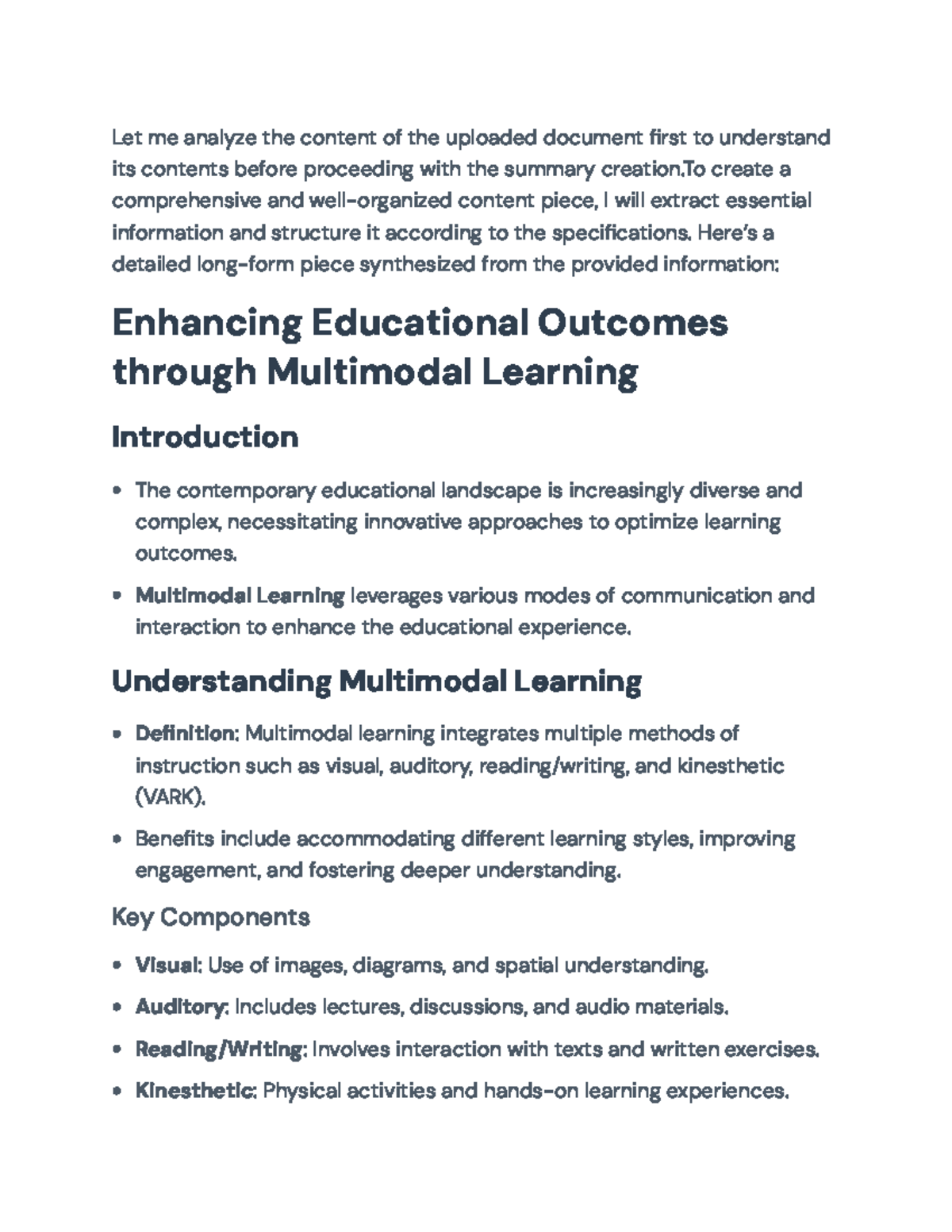 Enhancing Educational Outcomes: Multimodal Learning Strategies - Let me ...