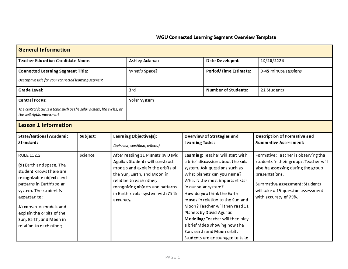 C970 task 2 - Task 2 passed - WGU Connected Learning Segment Overview ...