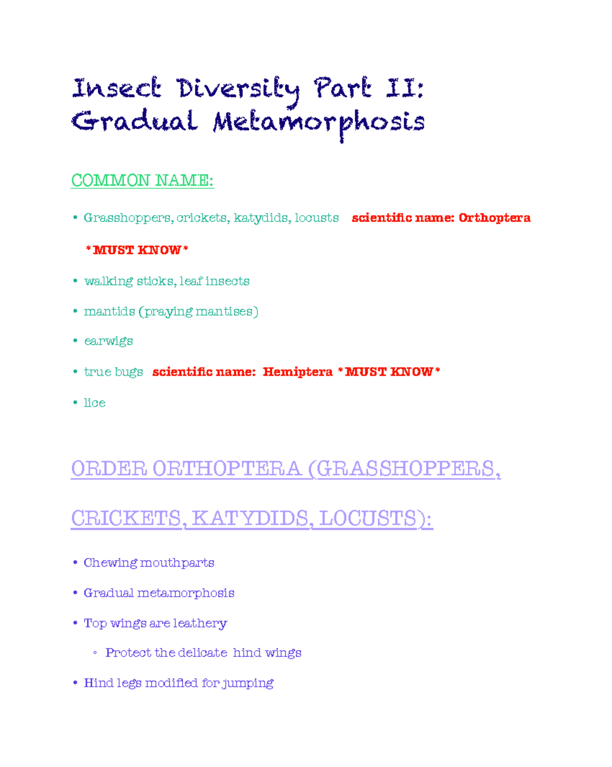 Insect Diversity Part II: Gradual Metamorphosis in Orthoptera ...