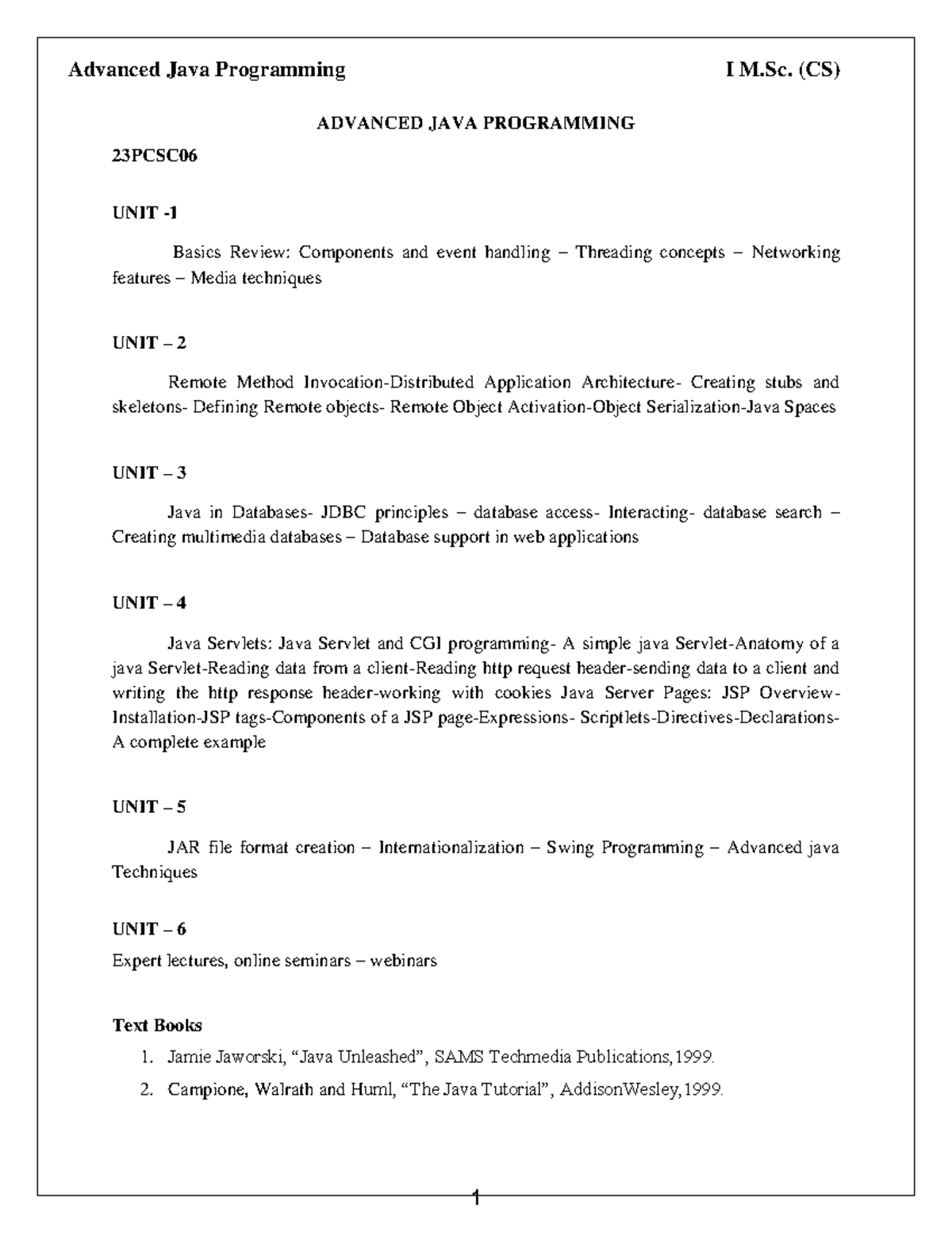 Advanced Java Programming I M.Sc. (CS) Final Exam Notes for 2023 Batch ...