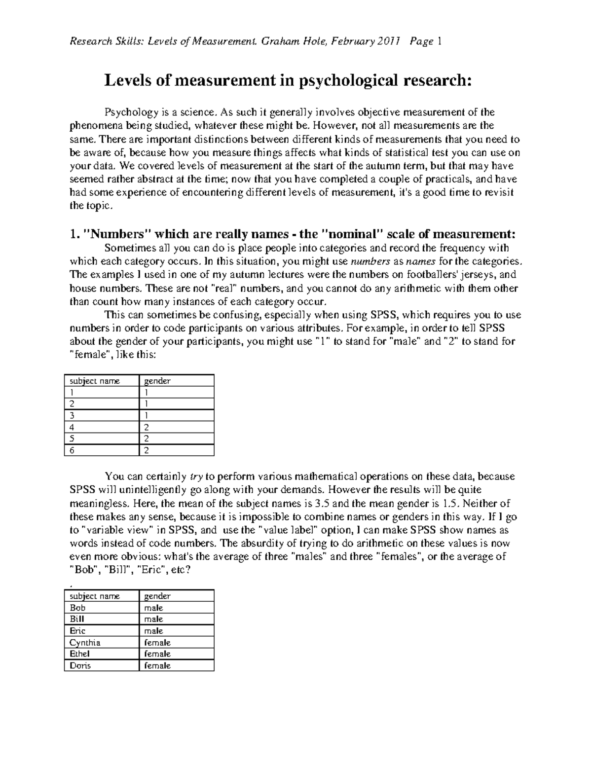Levels of Measurement - artículo lectura 2 - Levels of measurement in ...