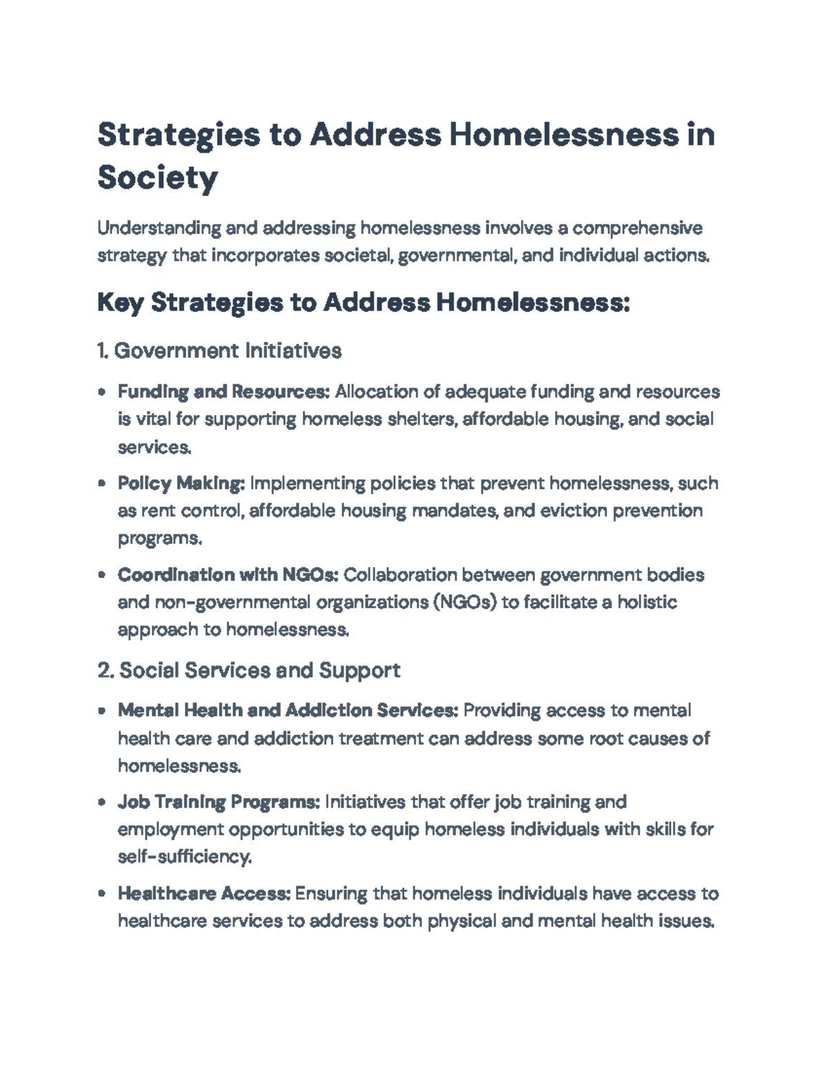 Strategies to Address Homelessness in Society: A Comprehensive Approach ...