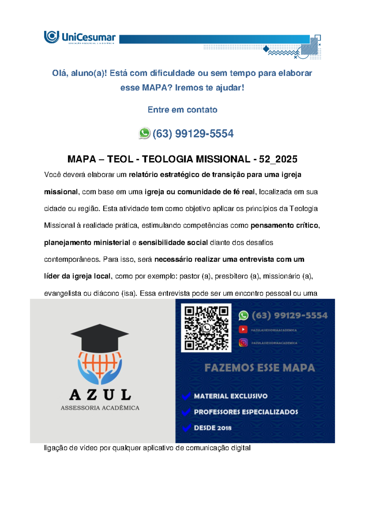 Relatório Estratégico de Transição para Igreja Missional - MAPA TEOL 52 ...